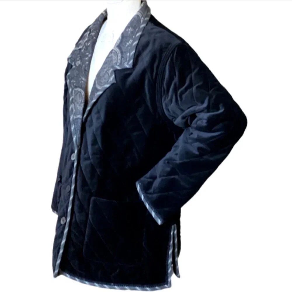 Koos of Course Vintage Reversible Velvet Jacket‎ Plus Sz 1X Black #167K